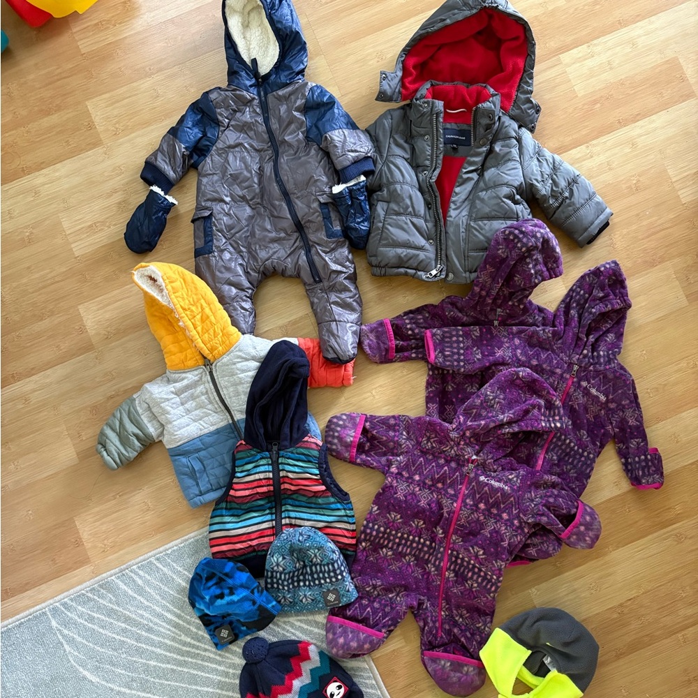 Infant cold weather snow clothes and accessories (priced individually)